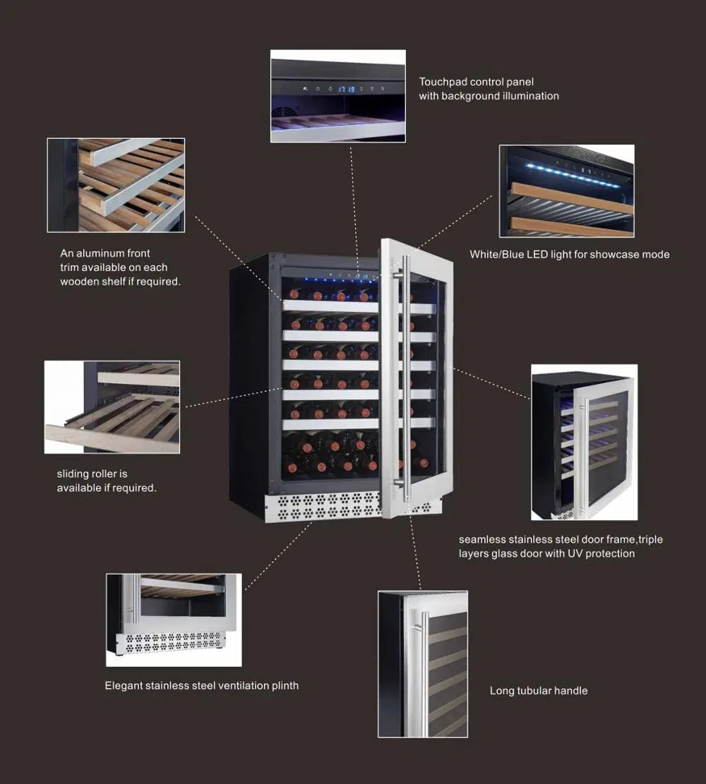 Slim Fit Single Zone Fan Cooling Under Counter Wine Fridge 7bottles