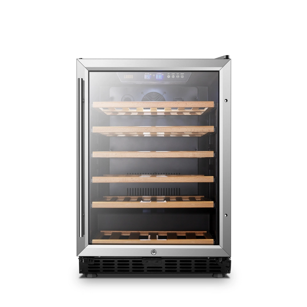 154L 51 Bottles Single Zone Curved Stainless Steel Wine Cooler/ Wine Refrigerator/Wine Fridge